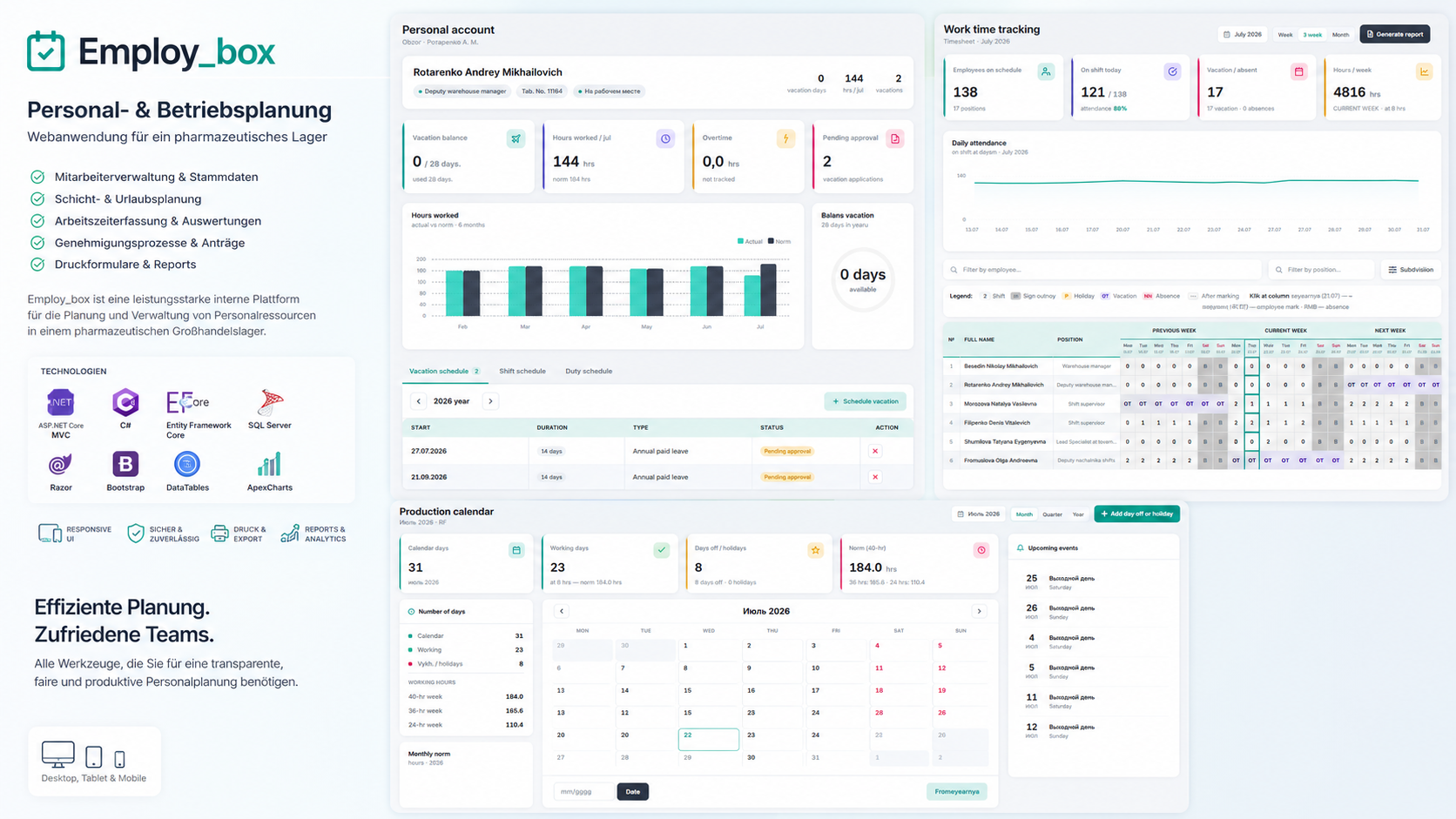 Employ_box — workforce and operations planning web application for a pharmaceutical warehouse (NDA project)